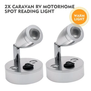 2x 12V LED Interior Spot Reading Light Switch Camper Van Caravan Boat Motorhome - Picture 1 of 10