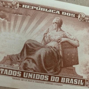 Allegorie der "Republik" Brasilien 20 Cruzeiros Banknote 60er Jahre gedruckt in England - Bild 1 von 4