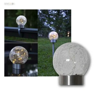 3in1 Solar LED Balkon-Leuchte Gartenstecker Glaskugel Tisch-Lampe Hängelampe - Bild 1 von 10
