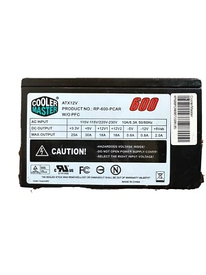Cooler Master ATX12V # RS-600-PCAR 600Watt, W/O PFC,110V/230V Power Supply - Image 1 of 4