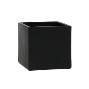 Black Square Ceramic Cube 6.5x6"H | Floral Container | Centerpiece, 1 Pc - Picture 1 of 7