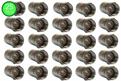 25 Lot RG6 F-Type Hex Crimp On Connector Coax Coaxial Cable Adapter TV Satellite - Image 1 of 2