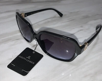 Gafas de sol negras estilo amapola JL Judith Leiber para mujer en detalles de cristal dorado nuevas con etiquetas Foto 1 de 4