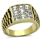 CLEARANCE---------- Antique Gold Finish Stainless Steel Crystal Men Ring Size 13