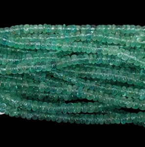 12 " Natural Emerald Smooth Rondelle Beads 3 To 5 Mm - Picture 1 of 4