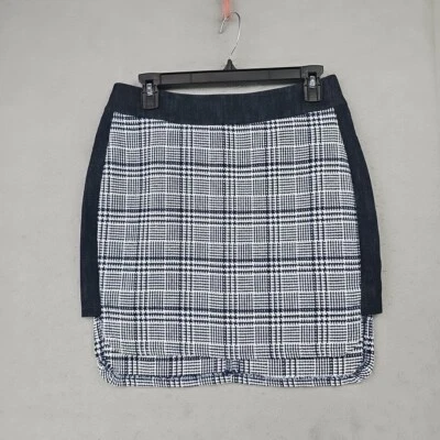 Minifalda BCBGeneration para mujer talla 6 azul marino sarga a cuadros clásica ciudad chic nueva con etiquetas Foto 1 de 4