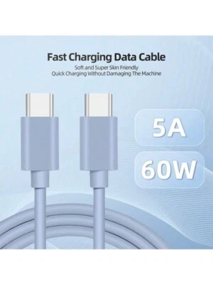 60W C To C Type-C Cable USB C PD Fast Charging For Iphone Samsung Huawei White - Image 1 of 4