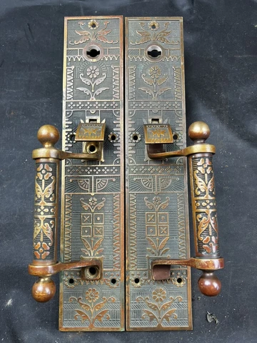 Stunning Victorian Eastlake Sargent Bronze Store / Commercial Mansion Door Pulls Cover