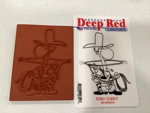 Deep Red rubber Rodeo Cowboy Stamp, new - Picture 1 of 1
