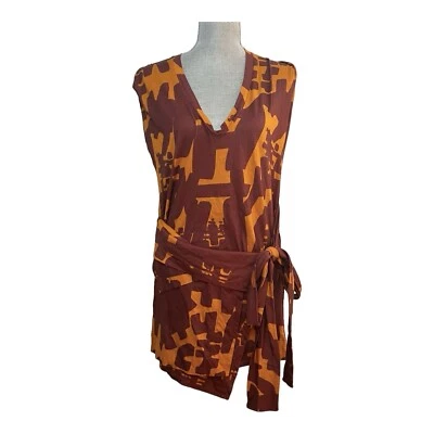 Isabel Marant 栗色/橙色抽象棉人造裹身束腰外衣(小号) — 第 1/4 张图片