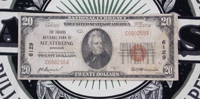 1929 $20 NB Kentucky National Currency *MT. STERLING* KY Ch#6129 C00255A ECC&C - Image 1 of 4