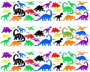 Colorful Dinosaurs ~ Edible 2D Fondant Cake 3 Strip Side Topper ~ D24302 * - Picture 1 of 1