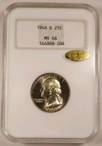 Gold CAC POP Of 1 1948 D Washington Quarter NGC MS-66 CAC Highest Grade Gold CAC - Picture 1 of 6