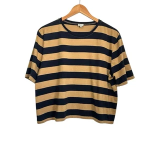 Kule Damen gestreiftes Kurzarm T-Shirt Gr. XL blau hellbraun leicht 100% Baumwolle - Bild 1 von 6