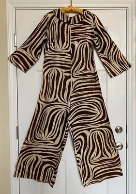 Mameluco de pierna ancha de colección verdadero jersey estampado de cebra acetato serval cremallera trasera Foto 1 de 4