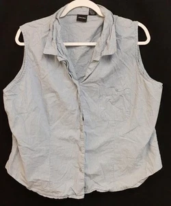 Xhilaration 18W/20W blue sleeveless gingham button down plus top - Picture 1 of 5
