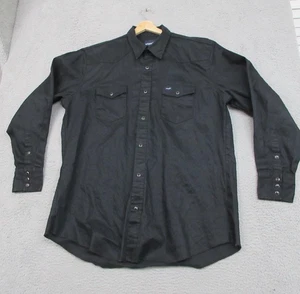 Wrangler Shirt Men 2XLTall Black Western Pearl Snap Long Sleeve Cowboy Workwear - Picture 1 of 17