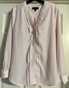 88 $ Banana Republic klassische Passform rosa plissiert vorne Größe L Knopfleiste Langarm  - Bild 1 von 10