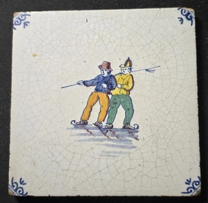 Vintage Holland Tile 5 1/4" Tin Glazed Earthenware in the 18th Century Style - Bild 1 von 2