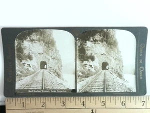 Red Sucker Tunnel Marathon Ontario Stereoview CPR Rail View Canada c1905 - Foto 1 di 2