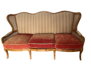 Antico divano da giardino d'inverno in noce e canape' - Foto 1 di 9