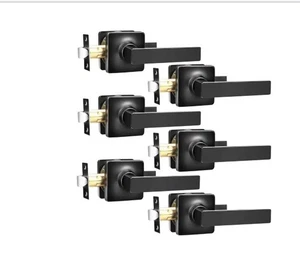 Paquete de 6 manijas de puerta interiores negras mate, palancas de puerta de privacidad de alta resistencia con... - Imagen 1 de 1