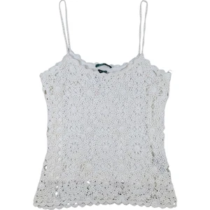 Ralph Lauren Crochet Tank Top Womens Ivory Cotton Silk Hand Knit Lined Camisole - Picture 1 of 13