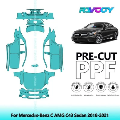 Película de protección de pintura precortada PPF para Mercedes-Benz C AMG C43 sedán 2018-2021 Foto 1 de 4