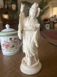 Vintage Wise Chinese Lady Bone Sculpture Hand Done None? 20cmH Detailed - Picture 1 of 8