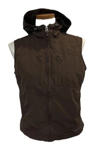 Eddie Bauer Women's 70’s Brown Utility Hiking Vest Full Zip Hooded Size Medium D - Picture 1 of 17