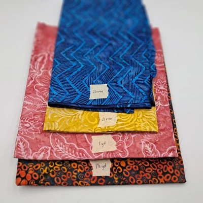 3.8 Yd Mixed Lot Of 4 Pieces Of Batik Quilt Cotton Sewing Fabric - Image 1 of 4