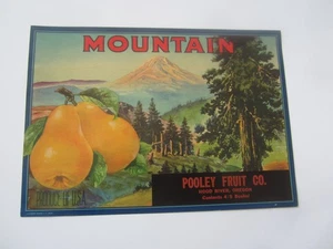 1930's - MOUNTAIN - PEAR - LABEL - Pooley Fruit Co. - Hood River OREGON - Picture 1 of 1