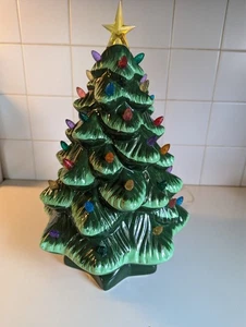 Merry Moments Ceramic Green Light-Up Christmas Tree - 14" Tall - Picture 1 of 5