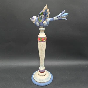 Jim Shore blauer Vogel auf Sockel Figur 4001432 Enesco Heartwood Creek 15,5" - Bild 1 von 10