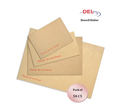 Please Do Not Bend Hard Card Board Backed Envelopes Brown Manilla C6 C5 A5 A4 A3 - Image 1 of 4