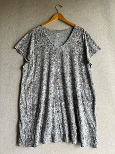 J Jill Pure Jill Dress Womens XL Petite Floral Soft V Neck T Shirt Blue Cotton - Picture 1 of 8