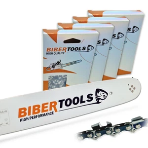 4 Sägeketten + Schwert 38cm .325" 1,3mm 64TG p.f. Husqvarna 543 XP Halbmeißel - Bild 1 von 5