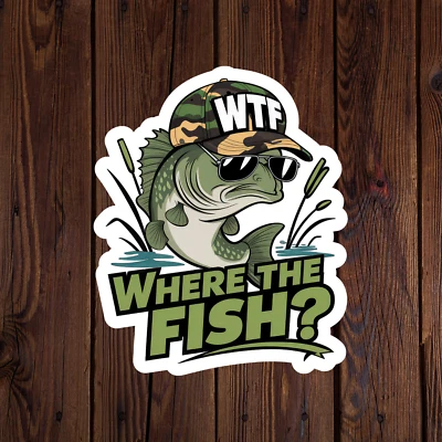 BUMBLEBEE APPAREL Bass Fishing sticker vinyl decal largemouth wtf where the fish journal laptop