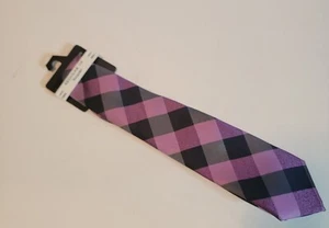 Men’s Tie Bespoke New York Plaid Multicolor Brown Blue 56" Polyester - Picture 1 of 6