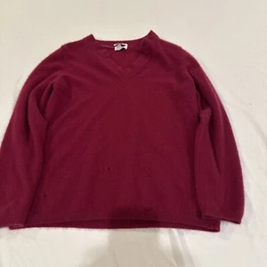 Women’s XL Maroon Cashmere Sweater  Charter Club holes in fabric check pictures - Picture 1 of 9