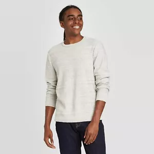 Suéter Goodfellow Para Hombres Grande Gris Micro Rayas Cuello Redondo Ajuste Regular Nuevo - Imagen 1 de 10