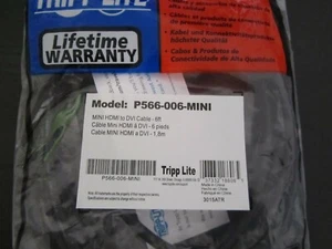 Tripp Lite HDMI-Mini Male to DVI-D Male 6.0' 1.83m Part# P566-006-MINI - Picture 1 of 1