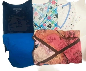 LOT OF 5(L) LADIES ASSORTED UNIFORM SCRUB TOPS BARCO SB ETC MULTI COLOR - Picture 1 of 12