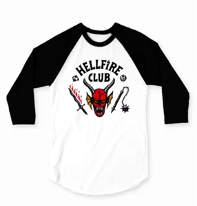 Baseball T-shirt Hellfire Club logo serie tv 3/4 Sleeve Unisex ufficiale - Foto 1 di 4