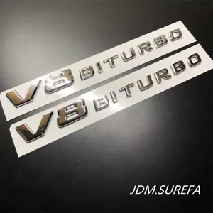 2 piezas insignia de valla lateral emblema cromado V8 biturbo ventilación para Mercedes-Benz 2017-2022 - Imagen 1 de 12