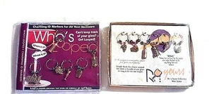 Wine Glass Charms Drink Markers 2 Sets of 6 Each -"WHO'S LOOPED" & "YOURS" - Picture 1 of 8