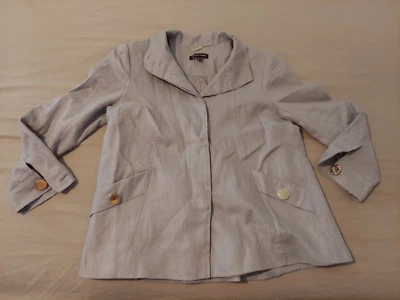 Womens Adrienne Vittadini Linen Jacket 8 Gray - Image 1 of 4