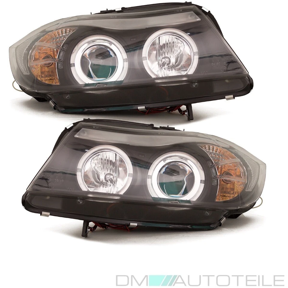 SATZ LED CCFL Angel Eyes Scheinwerfer Schwarz passt für BMW E90 E91 bj. 05-08 - Bild 1 von 3