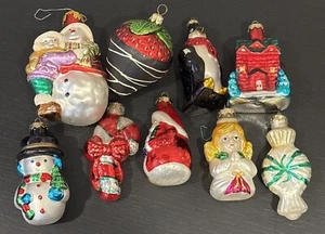 Lot Of Christmas Ornament Mercury Glass Figurines Santa Snowman - Picture 1 of 7