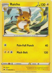 Raichu 066/202 Raro Espada y Escudo Base Set Pokemon Juego de Cartas Coleccionables - Imagen 1 de 1